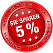 Button "Sie sparen 5%" rot