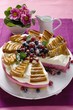 Redcurrant gateau, partly sliced