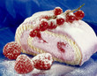 Frozen raspberry and redcurrant roulade