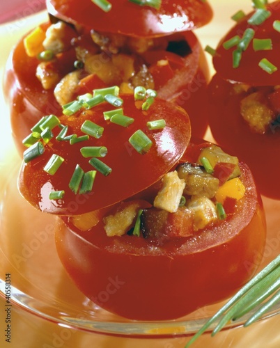 Photo: Tomatoes stuffed with aubergines and chicken Tomatoes stuffed with aubergines and chicken