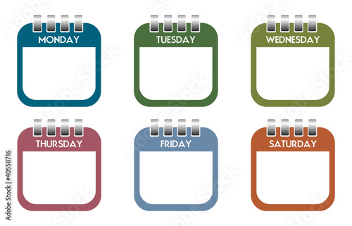 Vector: Week days calendar sheets Week days calendar sheets