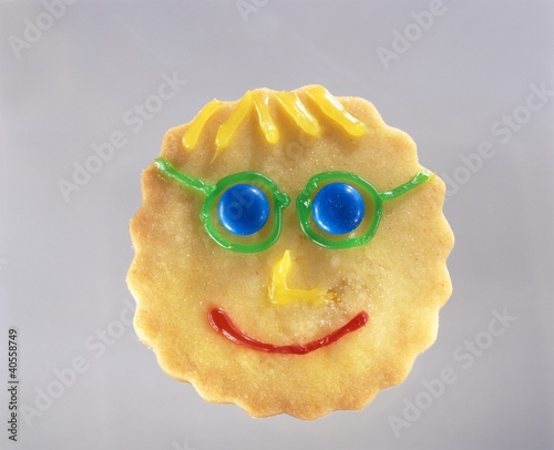 Photo: Decorated biscuit (boy's face) Decorated biscuit (boy's face)