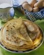 Pancakes, eggs and milk