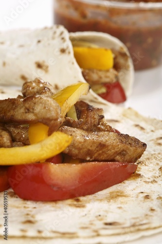 Photo: Fajitas filled with pork and peppers Fajitas filled with pork and peppers