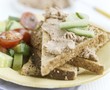 Liver pâté on toast triangles
