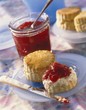 Scones with clotted cream and strawberry jam