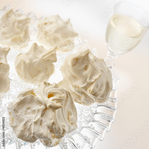 Photo: Meringues on a cake plate Meringues on a cake plate