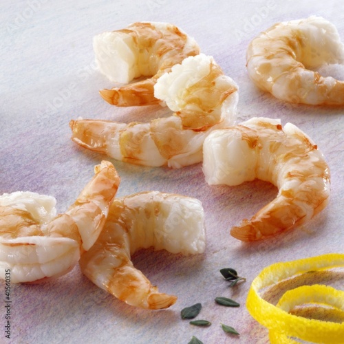Photo: Several shrimp tails, thyme and lemon rind Several shrimp tails, thyme and lemon rind