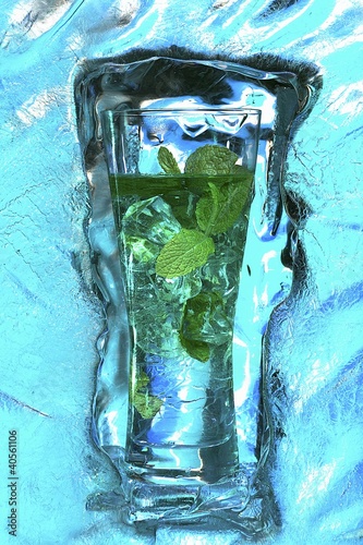 Photo: Mojito with fresh mint surrounded by ice Mojito with fresh mint surrounded by ice