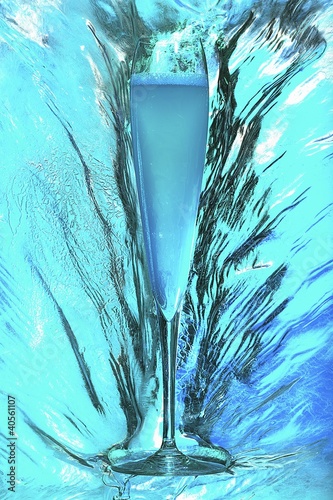 Photo: Blue champagne surrounded by ice Blue champagne surrounded by ice