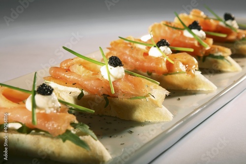 Photo: Salmon and caviar canapés Salmon and caviar canapés