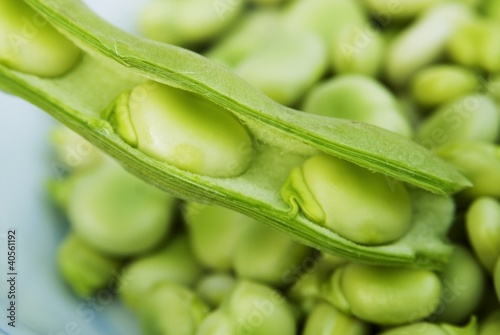 Photo: Broad beans, some in pod Broad beans, some in pod