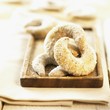 Vanilla crescents on a wooden tray
