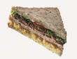 Double-decker egg, ham & lettuce sandwich in granary bread