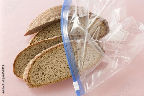 Photo: Four slices of mixed wheat and rye bread in a plastic bag Four slices of mixed wheat and rye bread in a plastic bag