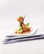 Fried prawns with okra pods in tempura batter