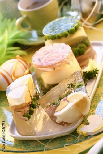 Photo: Eggs and peas in aspic for Easter Eggs and peas in aspic for Easter