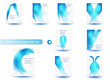 Abstract Blue Vector Template Set and card