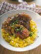Osso buco on saffron risotto