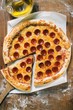 American-style pepperoni pizza, a slice cut
