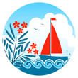 oleander and sailboat
