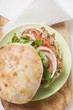 Döner kebab on plate (overhead view)
