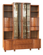 Wooden cupboard with glass doors. Isolated on white