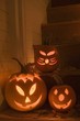 Pumpkin lanterns for Halloween on stairs