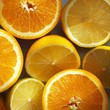 Halved citrus fruits