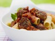 Rigatoni with sausage and tomato sauce