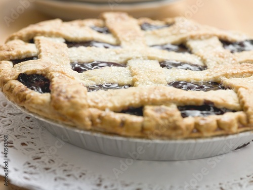 Photo: Blueberry pie with pastry lattice Blueberry pie with pastry lattice