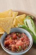 Tomato salsa, nachos and fresh chilli