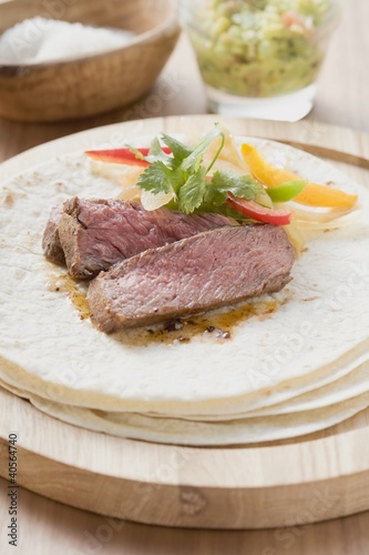 Photo: Tortilla with beef and peppers (Mexico) Tortilla with beef and peppers (Mexico)