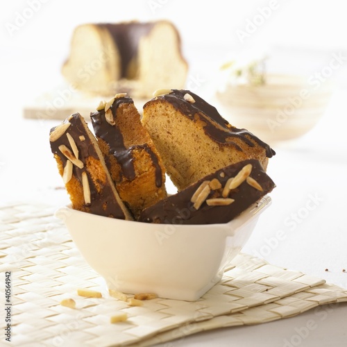 Photo: Almond cake with chocolate icing Almond cake with chocolate icing