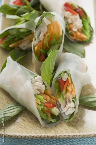 Photo: Rice paper rolls filled with chicken and vegetables (Asia) Rice paper rolls filled with chicken and vegetables (Asia)