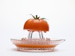Half a tomato on a lemon squeezer