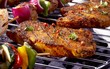 Pork steaks on barbecue