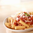Rigatoni with tomato sauce and Parmigiano