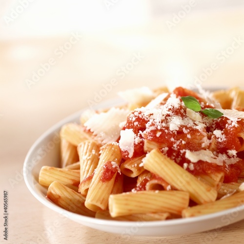 Foto: Rigatoni with tomato sauce and Parmigiano Rigatoni with tomato sauce and Parmigiano