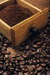 Coffee beans and freshly ground coffee
