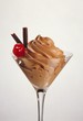 Mousse au chocolat with chocolate rolls & cocktail cherry