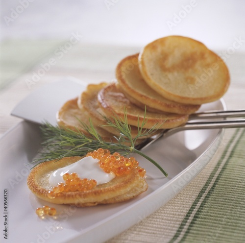 Photo: Blinis with sour cream and caviar Blinis with sour cream and caviar