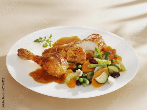 Photo: Roast chicken with vegetables Roast chicken with vegetables