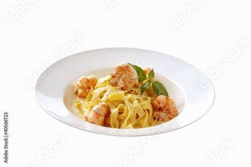 Photo: Fettuccine Alfredo with shrimps Fettuccine Alfredo with shrimps