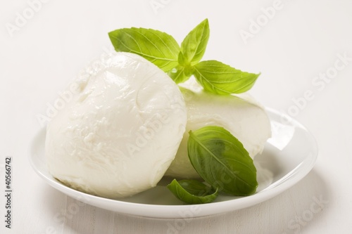 Photo: Mozzarella with basil leaves Mozzarella with basil leaves
