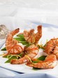 Prawns with julienne vegetables