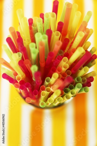 Photo: Many Colorful Straws in a Cup; Close Up of Tips Many Colorful Straws in a Cup; Close Up of Tips