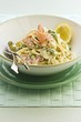 Linguine with smoked salmon and peas
