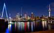 Auckland, New Zealand, Skyline at Night with Bridge