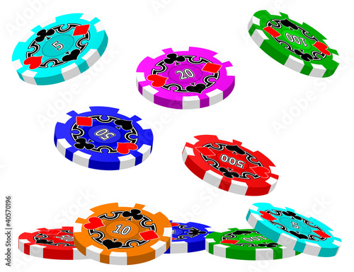 Vector: A set of Tumbling Poker Chips. A set of Tumbling Poker Chips.